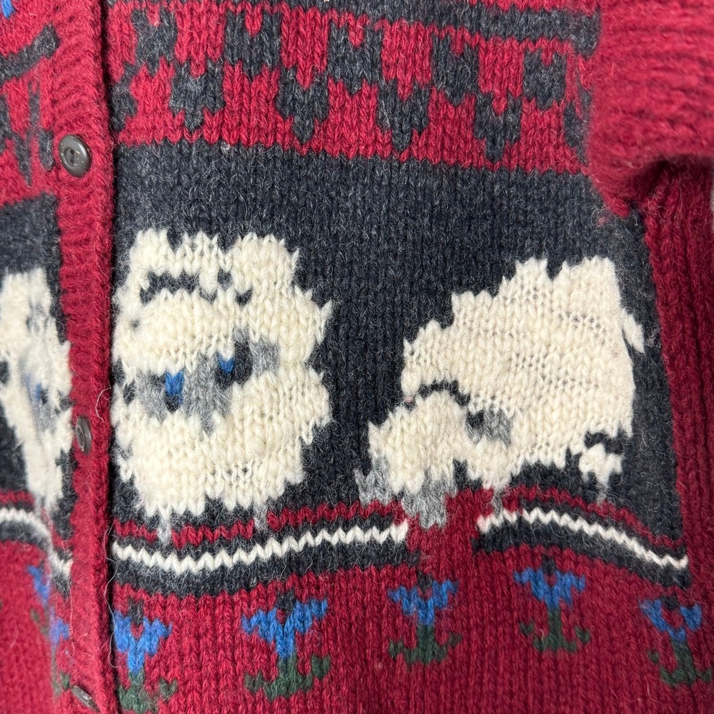 Vintage Woolrich Cardigan Sheep Design Women's Large‎ Red/Gray - Picture 4 of 9